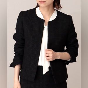 Vince Black Boucle Tweed Cropped Blazer